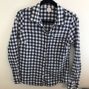 J. Crew Blue Gingham Plaid Button Down Blouse